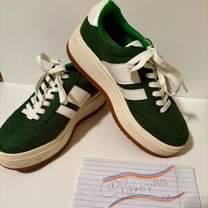 Madden Girl Green and White Platform Sneakers